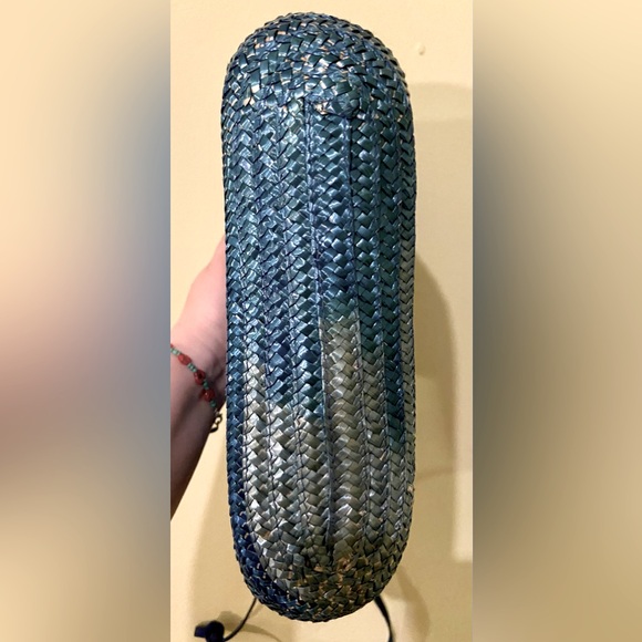 [SOLD] Vintage Holt Renfrew straw purse with waxed canvas - Picture 5 of 12